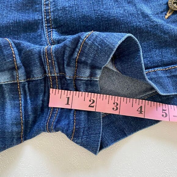 Women’s Sailor Button Front Denim Shorts Size 7 Dark Wash Stretch High Waist - Picture 6 of 7
